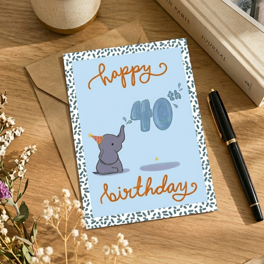 Happy 40th Birthday - Elephant (5pk) 1